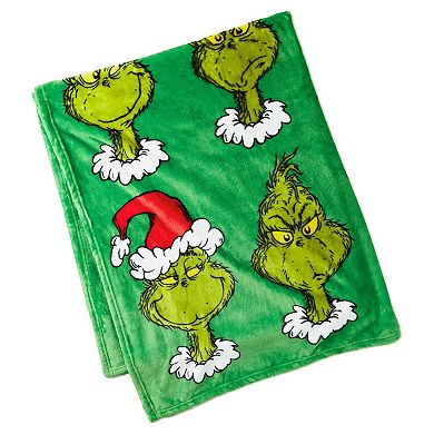 Hallmark Dr. Seuss Grinch Faces Throw Blanket