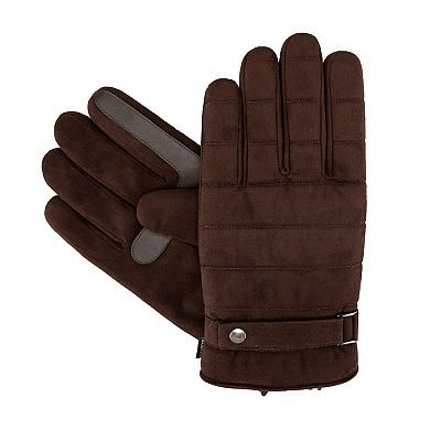 Men's isotoner Water Repellent Microsuede Quilted Touchscreen Gloves