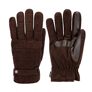 Men's isotoner Water Repellent Microsuede Quilted Touchscreen Gloves