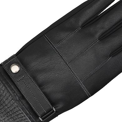 Men's isotoner SleekHeat Faux Leather Gloves With Knit Cuff