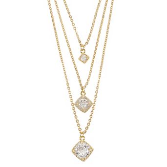 Gold-Tone Cubic Zirconia Layered Necklace