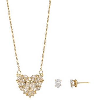 Gold-Tone Cubic Zirconia Necklace & Earring Set