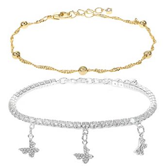 Two Tone Cubic Zirconia Bracelet Set