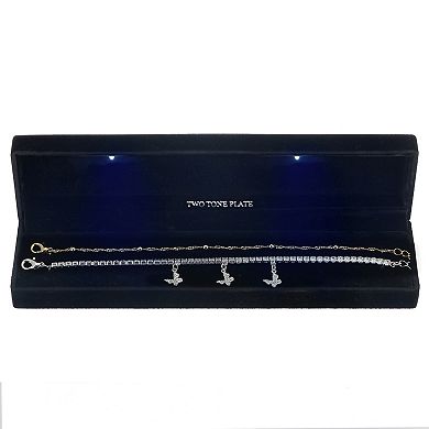 Two Tone Cubic Zirconia Bracelet Set