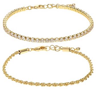 Gold Tone Cubic Zirconia Bracelet Set