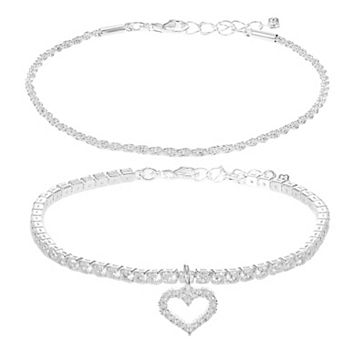 Silver Tone Cubic Zirconia Bracelet Set