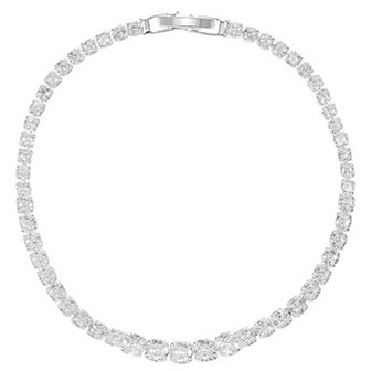 Brass Silver Tone Cubic Zirconia Bracelet