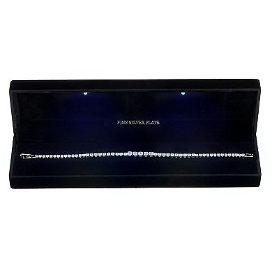 Brass Silver Tone Cubic Zirconia Bracelet