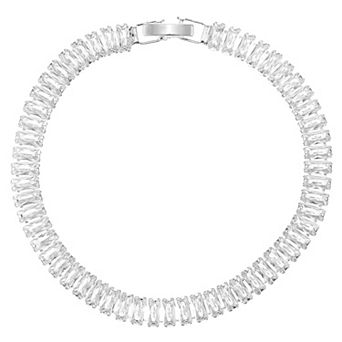 Silver Tone Rectangular Cubic Zirconia Bracelet