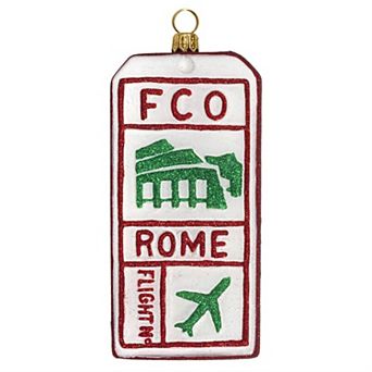 Joy To The World Rome Italy Luggage Tag Polish Glass Christmas Tree Ornament