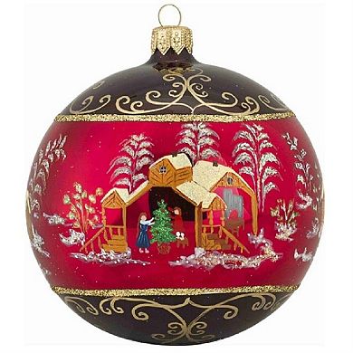 Metzler Brothers Red Russian Reflector Ball Polish Glass Christmas Tree Ornament