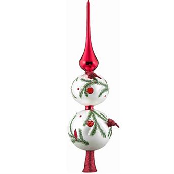 Joy To The World Glitterazzi Red Cardinal Bird Finial Polish Glass Christmas Tree Topper