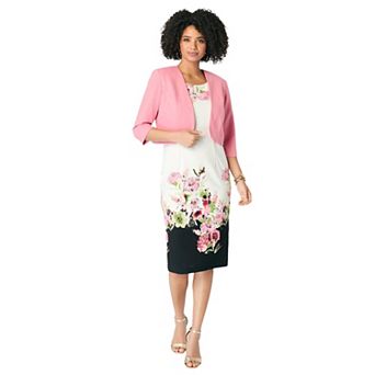 Roaman's Women's Plus Size Printed Jacket Dress