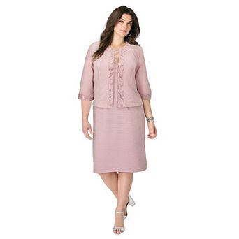 Roaman's Women's Plus Size Sweetheart Sheath Dress And Jacket Set
