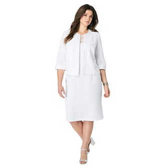 Roaman's Women's Plus Size Sweetheart Sheath Dress And Jacket Set
