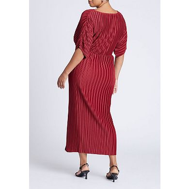 ELOQUII Women's Plus Size Draped Plisse Dress