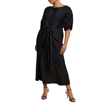 ELOQUII Women's Plus Size Draped Plisse Dress
