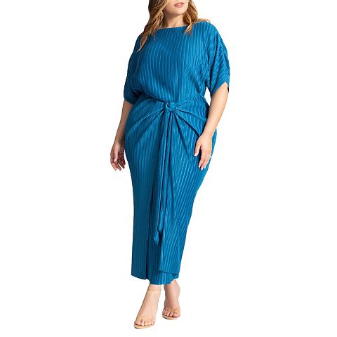 Женские платья ELOQUII Women's Plus Size Draped Plisse Dress