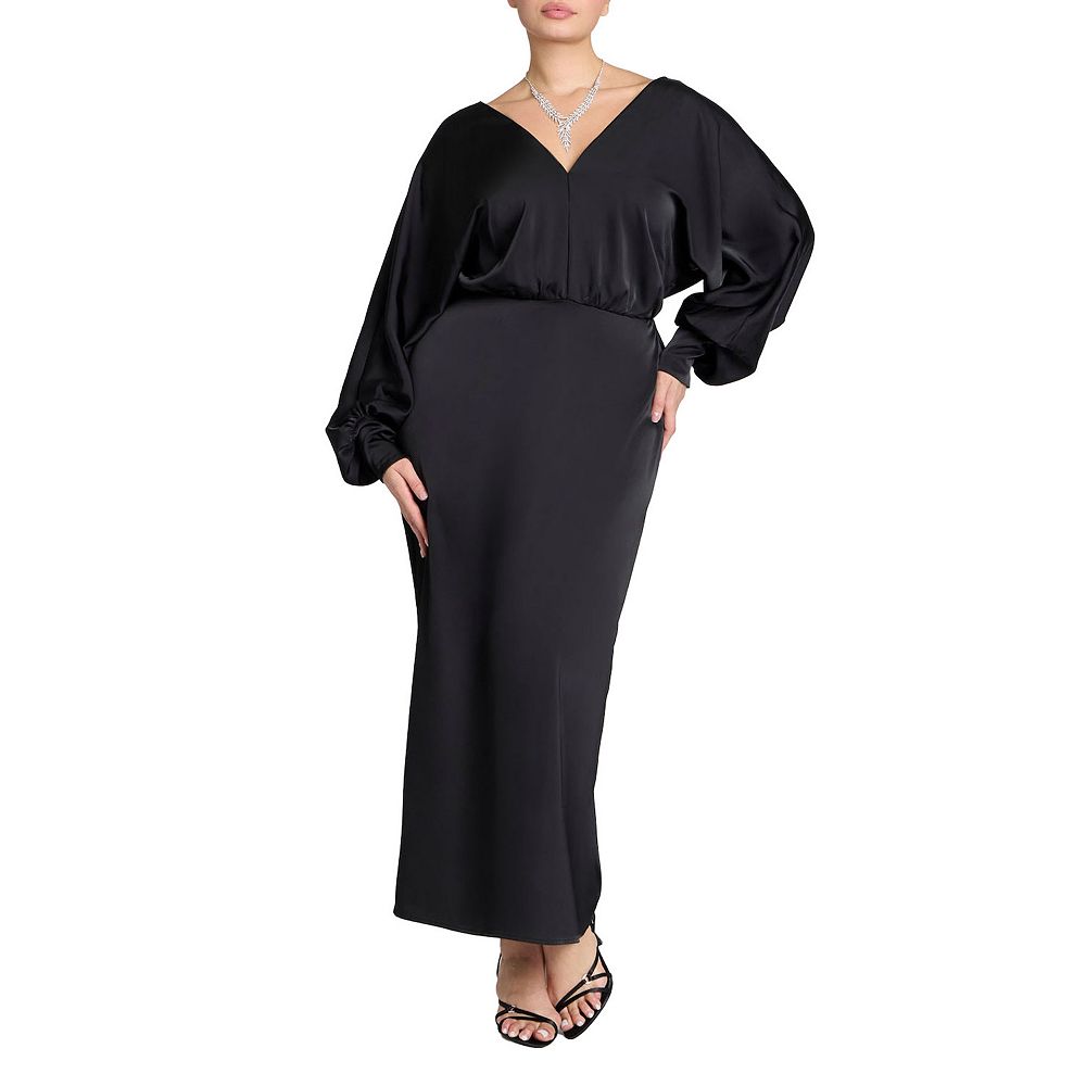 ELOQUII Women's Plus Size Asym Ruffle Maxi Dress