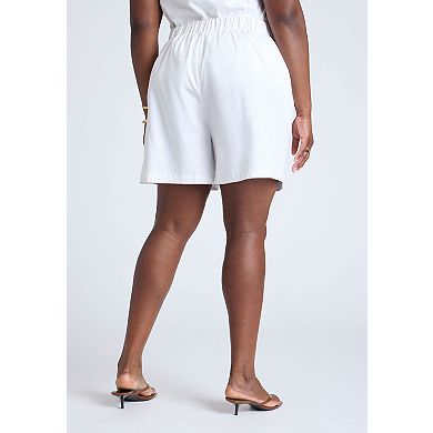 ELOQUII Women's Plus Size Easy Pull On Linen Blend Short