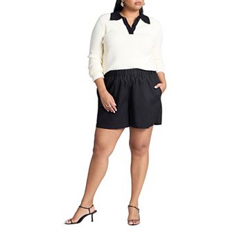 ELOQUII Women's Plus Size Easy Pull On Linen Blend Short