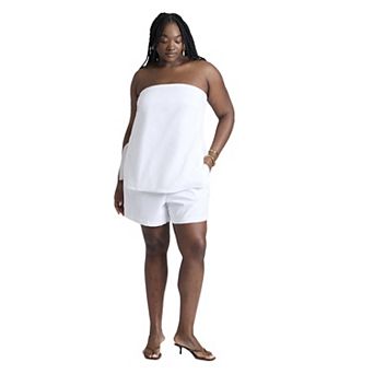 ELOQUII Women's Plus Size Easy Pull On Linen Blend Short