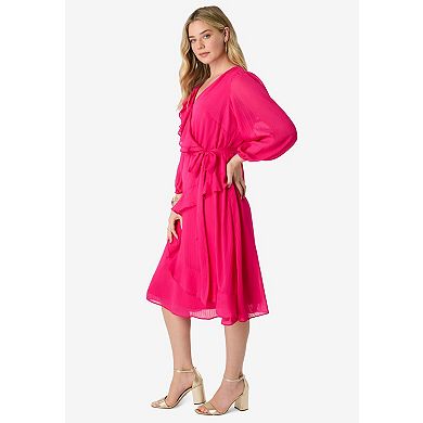 Roaman's Women's Plus Size Chiffon Wrap Dress