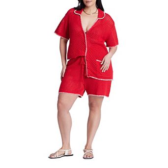 ELOQUII Women's Plus Size Crochet Knitted Short