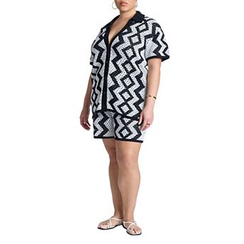 ELOQUII Women's Plus Size Crochet Knitted Short