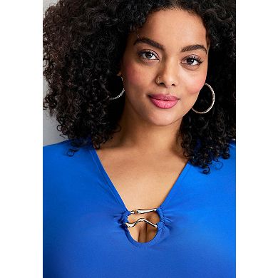 Avenue Women's Plus Size Ring Detail Tunic Top