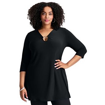 Avenue Women's Plus Size Ring Detail Tunic Top