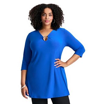 Avenue Women's Plus Size Ring Detail Tunic Top