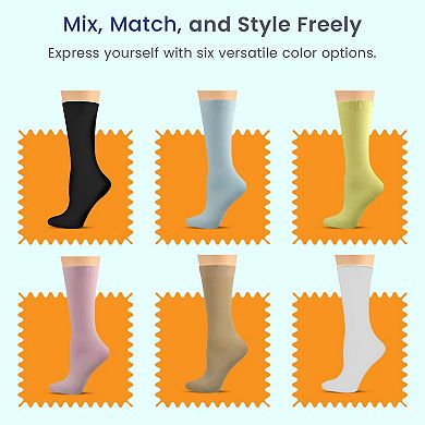 Women's Solid Color Rayon Crew Socks - 3 Pair Packs