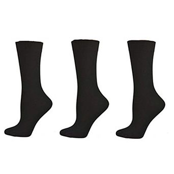 Women's Solid Color Rayon Crew Socks - 3 Pair Packs