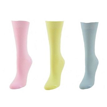 Women's Solid Color Rayon Crew Socks - 3 Pair Packs