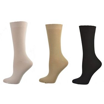 Women's Solid Color Rayon Crew Socks - 3 Pair Packs