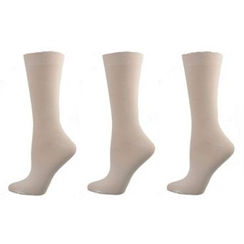Women's Solid Color Rayon Crew Socks - 3 Pair Packs