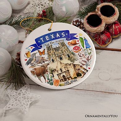 Artistic Texas State Themes and Landmarks Christmas Ornament