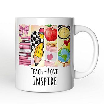 Teach Love Inspire Mug, Watercolor Teacher Gift