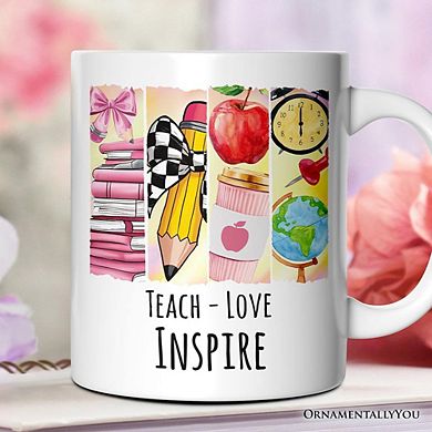 Teach Love Inspire Mug, Watercolor Teacher Gift