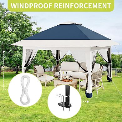 13x13 FT Gazebo Tent Outdoor Pop Up Canopy Tent with Netting, Adjustable Height Instant Gazebos