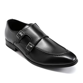 Mens Double Monk Strap Slip-On Loafer Formal Leather Dress Shoes