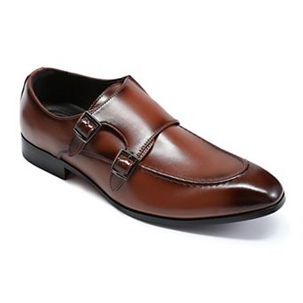 Mens Double Monk Strap Slip-On Loafer Formal Leather Dress Shoes