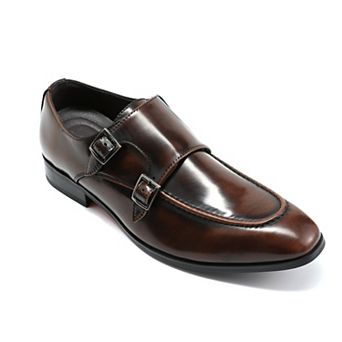 Mens Double Monk Strap Slip-On Loafer Formal Leather Dress Shoes