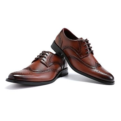 Men's Wingtip Oxford Dress Shoes - Classic Formal Leather Lace Up