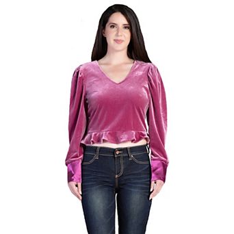 Women's Stretch Velvet Peplum Top