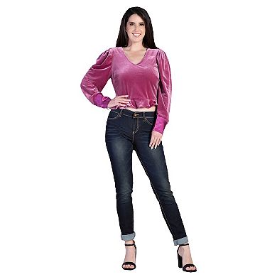 Women's Stretch Velvet Peplum Top