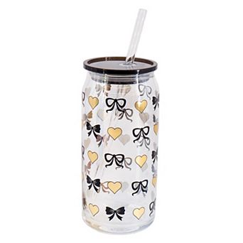Madison Home Black Bow & Gold Heart 16-oz. Sipper