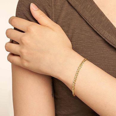 Fremada 14k Gold Plated 4-mm Miami Cuban Curb Link Chain Bracelet