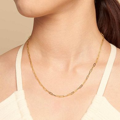 Fremada 14k Gold Plated 2.5-mm Paperclip Chain Necklace